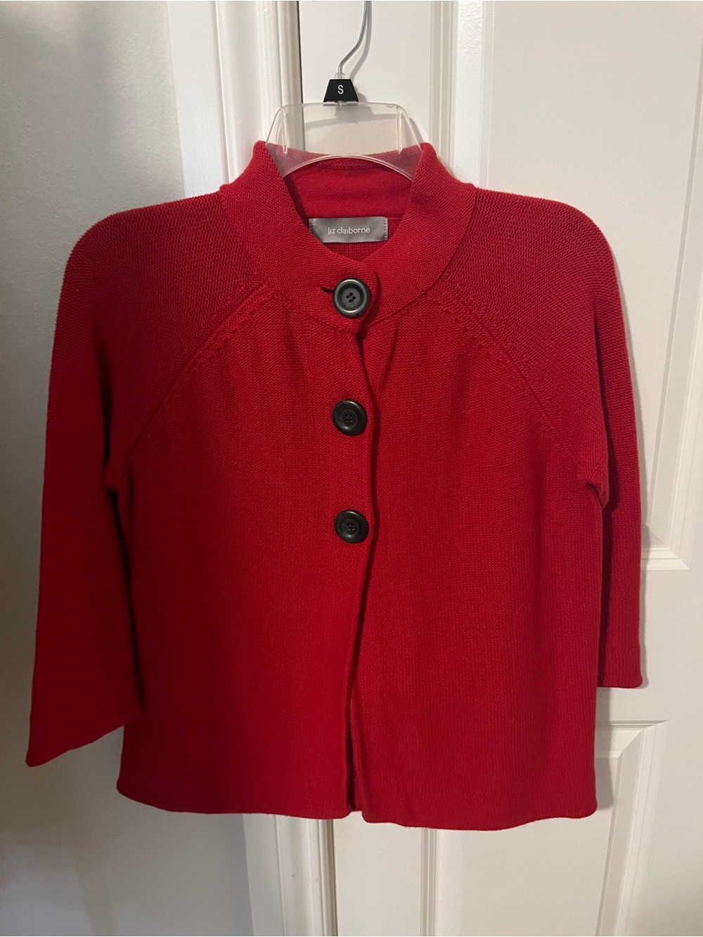 Liz Claiborne Red Button-Front Knit Cardigan